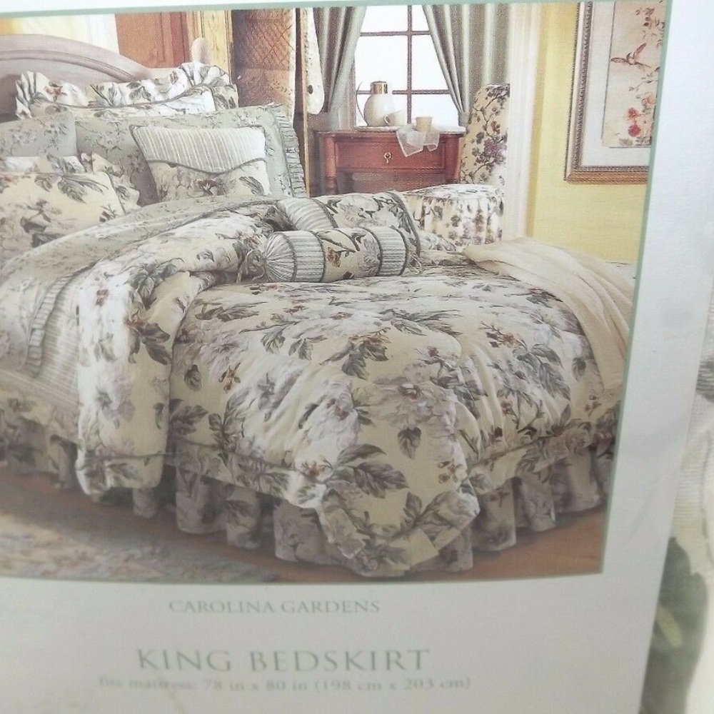 WAVERLY Garden Carolina Gardens KING Bed SKIRT NEW